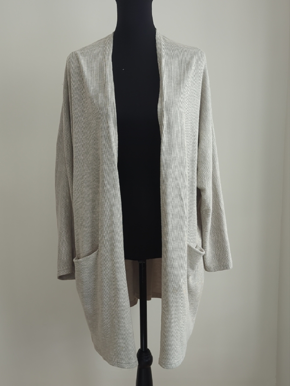 DONNI Anthropologie Sandwash Ribbed Open Front Cardigan Gray Oversized OSFA